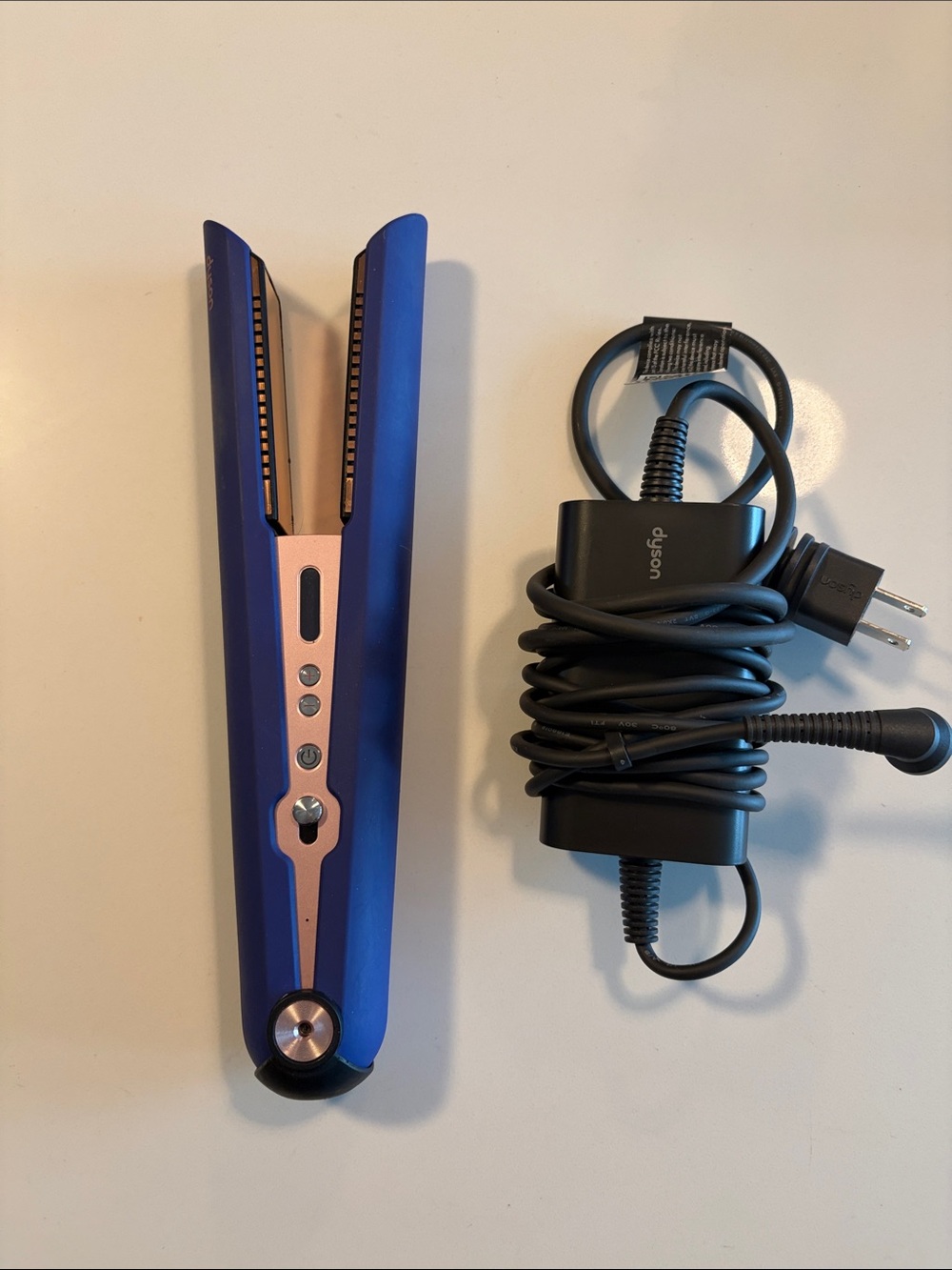 Dyson Corrale Blue and Rose Gold Hair Straightener/Flat Iron with New Charger